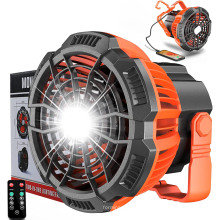 USB Rechargeable Camping Fan with LED Lantern